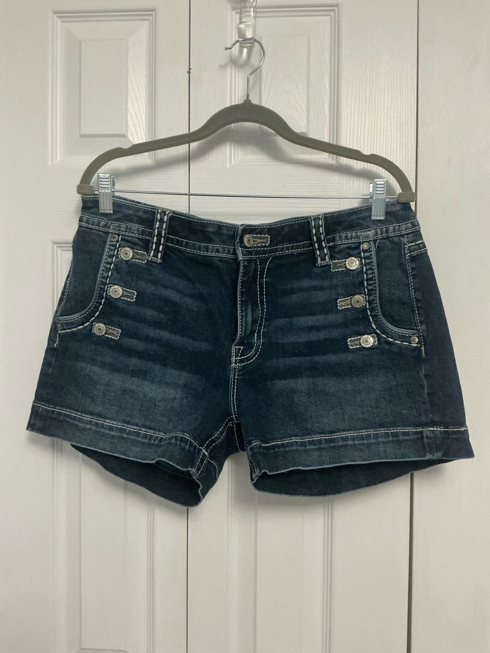 Miss Me Sailor Mid-Rise Denim Shorts